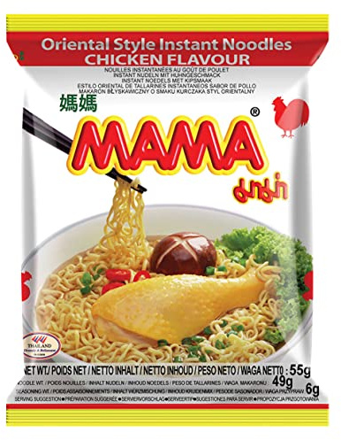 Mama Nouilles Instantanées au Poulet, Soupe de Nouille saveur Poulet 60g (Pack de 10 sachets)