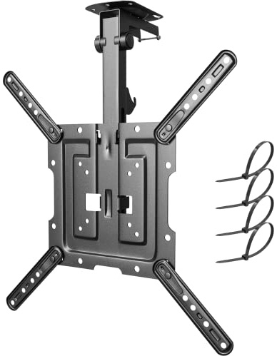 PUTORSEN Plegable Soporte TV Techo, Soporte Giratorio para TV para Pantalla de 23 a 55 Pulgadas, Soporte para TV para Techo Plano y Techo Inclinado, Soporte Techo TV hasta 20kg con MAX VESA 400x400mm