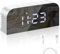 Vinabo Reloj Despertador Digital, Pantalla LED Espejo Grande con Pantalla de Fecha y Temperatura, con 2 Puertos de Carga USB, 12/24 Horas, Decoración Moderna para el Hogar o el Dormitorio