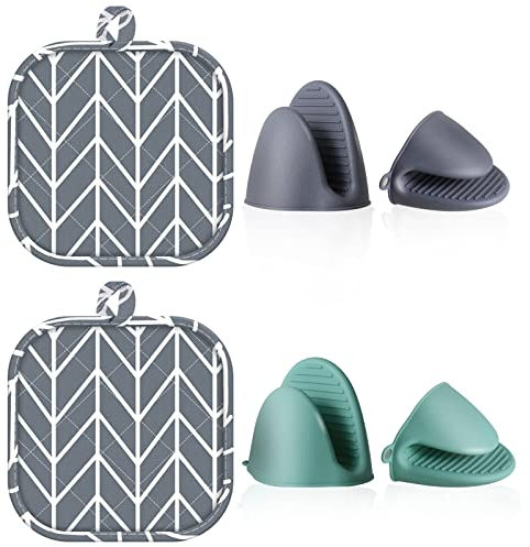 6 PZ Di Attrezzatura per I'isolamento Termico, Tra cui 4 Presine in Silicone da Cucina, 2 Presine da Cucina, Presine in Silicone da Cucina, Guanto Forno, per I'isolamento Termico ed Evitare Scottature