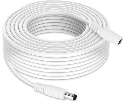 Tonton CCTV Power Extension Cable 5M(16.5ft), 2.1mmx 5.5mm Female to Male 12V DC Extension cable for Tapo C110,C211,C510W,TC70 Cameras, Router, LED Strip Light, CCTV Cameras, DVR/NVR Recorder,White