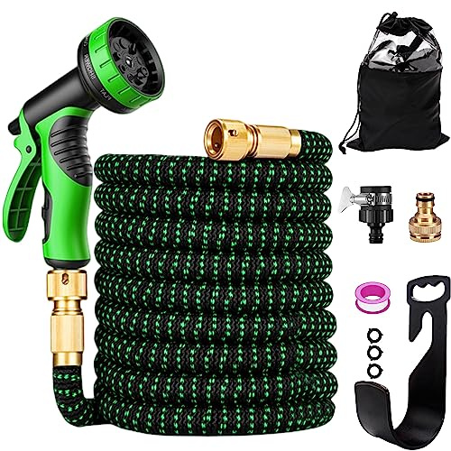 Manguera Jardin Extensible 30 Metros, Mangeras Jardineria Flexible con 10 Funciones Pistola, Boquilla Manguera Terraza Retractil Con 3/4 1/2 Conector, Garden Hose Riego Conectores Accesorios