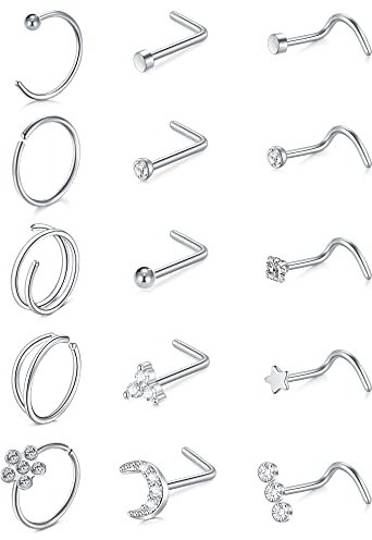 VF VFUN 20 g Piercing Näsa Diamant Cz Piercing Näsa För Kvinnor Män Allergivänliga Näsa Smycken Tragus Helix Piercing