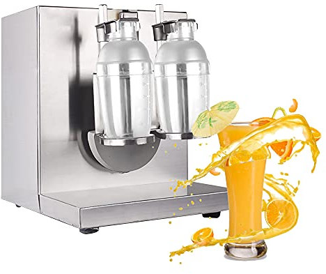 Coctelera de Leche eléctrica Máquina de Acero Inoxidable para té de Leche Boba Coctelera de té de Leche automática de Doble Marco 360 ° giratoria de Doble Cabezal agitando Bebidas