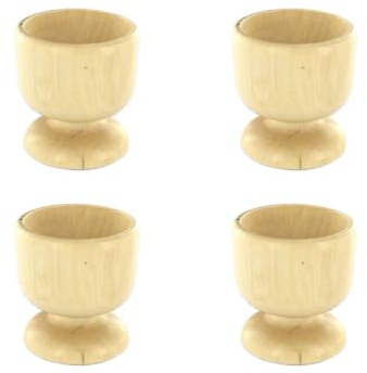 Fackelmann Lot de 4 coquetiers en bois | Service à table pratique, Lot de 4 pour partager les œufs à la coque, Bois naturel, Format compact 4,8 x 4,8 x 5 cm