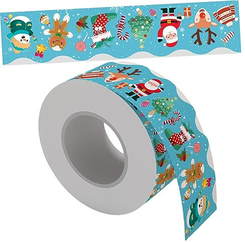 ABOOFAN Randaufkleber Verschleißfest Cartoon Randpapier Dekoratives Pinnwandrand Tafelrandaufkleber Weihnachtsmuster Selbstklebend Leicht Zuschneiden