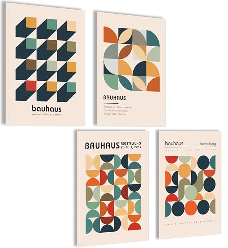 Mojoliving Bauhaus - Set di Poster per Camera da Letto e Soggiorno, Decorazione Estetica Vintage e Astratta, Immagini da Parete