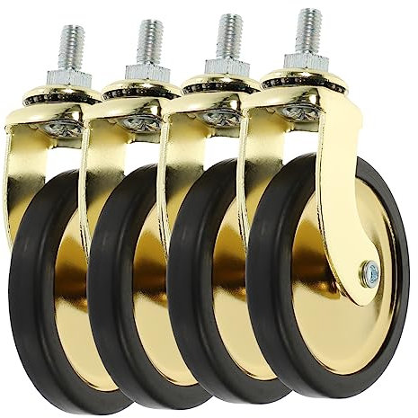 Schwenkbare Rollen und Räder, 4 Stück Lenkrollen, Möbelräder, drehbare Akzent-Stuhlräder for Bürostuhl, Wagenräder, Spielstühle, Lenkrollen, Computerstuhlrollen, PVC, goldene tragbare Möbelrollen