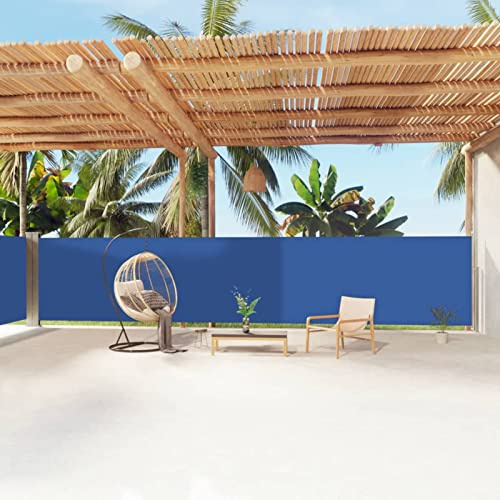 ARKEM Toldo Lateral retráctil Azul 160x1200 cm Jardín Patio Separador Terraza Balcón Pantalla Solar Viento