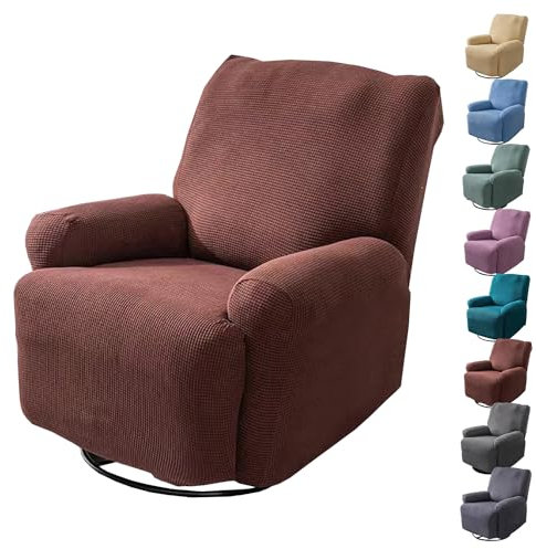 KCCRHIN Kariert Sesselbezug 1-3 Sitzer Stretch Universal Sessel Überzug Alles Inbegriffen Relax Sofabezüge Elastisch Waschbar Sesselhusse rutschfest Abnehmbar Sesselschoner,Braun,3seats/8Pieces