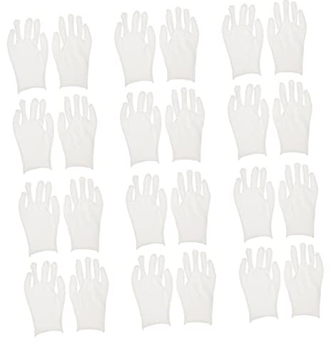 DOITOOL 12 Paar Baumwoll-handschuhe Puderfreie Handschuhe Reinigungshandschuhe Handschuhe Für Die Handpflege Industriehandschuhe Weiß Arbeit Einstellen Perlmutt