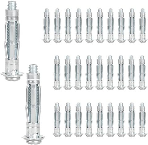 DBREAKS 30 Pcs Hohlraumdübel, M8*52mm Verzinkt Hohlwanddübel, Hohlraum Metalldübel, Spreizdübel mit Schraube, Selbstbohrender Gipskartondübe Hohlraumdübel, für Befestigungen in Gipskartonplatten