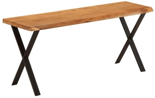 Homgoday Balkonbank, Bank mit lebendigen Kanten, 105 cm, aus massivem Akazienholz, Balkonbank, Gartenbank, robuste Bank für Terrasse Enterno b