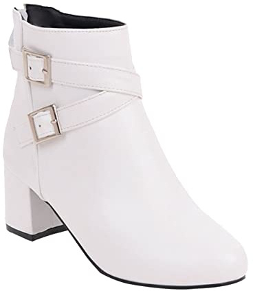 Stivaletti da donna con tacco Chelsea, alla caviglia, con tacco alto, in pelle, con chiusura lampo, stile vintage, per autunno