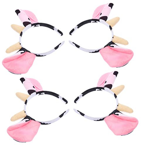 Yardenfun 4stücke Lustige Cartoon Kuh Haarreifen Weiche Tierohren Haarbänder Für Dekorative Tierkopfbedeckung Für Partys Und Cosplay Adorable Und Kreativ
