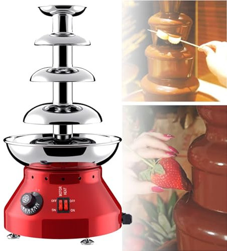 Hydravex Chocolate Fountain, 4/5 Tiers Electric Melting Machine, Fondue Pot Set, for Chocolate Candy, Nacho, Melt Dipping Machine Warmer with Adjustable Settings, Keep Warm Function,4Tiers