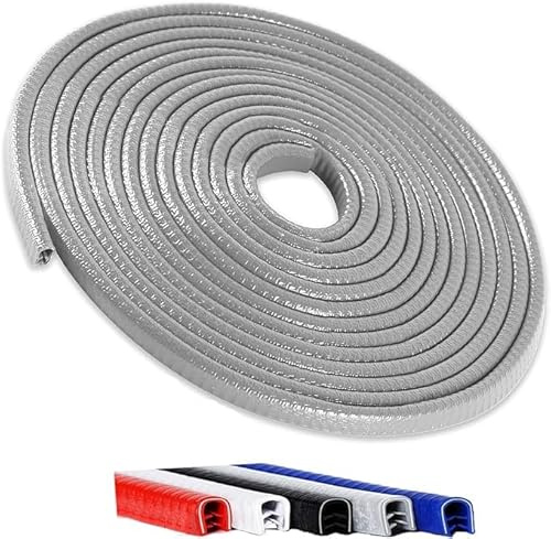 comfleep Protections de Bord de Porte de Voiture, Protection de Porte en Caoutchouc en Forme de U sans Adhésif pour la Plupart des Voitures (Gris, 10M)