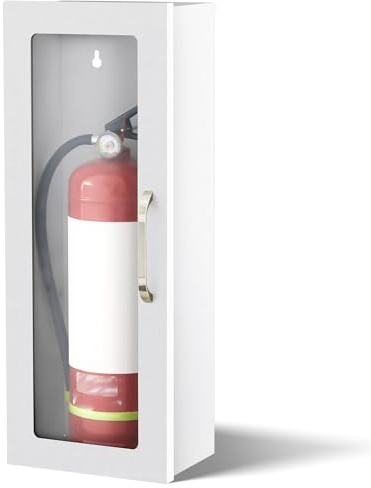 Zonon 1 Pcs 10lb Fire Extinguisher Cabinet Wall & Surface Mount 24-3/4 H x 10-1/4 W x 6-3/4 D 22 Gauge Steel Fire Extinguisher Box Case Extinguishers Holder with Handle for Indoor Outdoor (White)