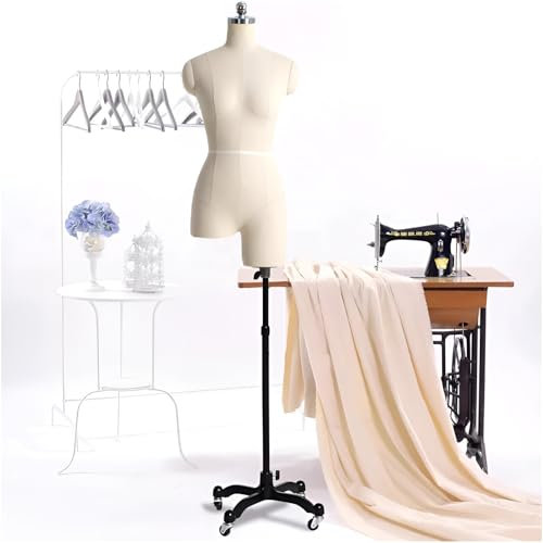 Weiblicher Schaufensterpuppenkörper, Nähschaufensterpuppen-Torso, weibliche Schaufensterpuppen, verstellbare weibliche Schneiderpuppen zum Nähen, leichtes Styropor, mit Rädern,White-S-Model80