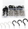 78PCS crochets Blanc pour suspendre des crochets à visser au plafond, crochets muraux à visser pour suspendre des plantes, des tasses, des ustensiles, des lumières (noir)