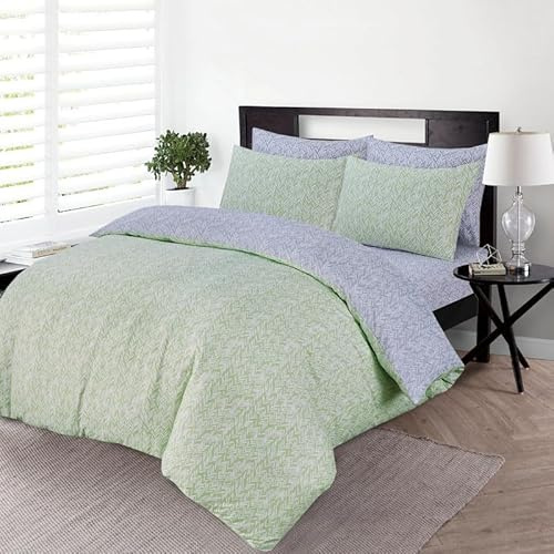 DTEX HOMES 4 Piece Bedding Set Soft Brushed Microfiber Double Duvet Cover Sets -Duvet Cover, Pillowcases and Fitted Sheet Hotel Quality Duvet Cover Set (Double-Silver Sage)