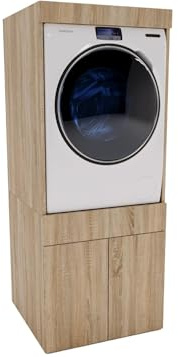 CraftPAK Waschmaschinenschrank geeignet für Waschmaschine oder Wäschetrockner, Waschmaschinenschrank Überbauschrank, Badezimmermöbel Größe 67x162x63cm, Beige Braun
