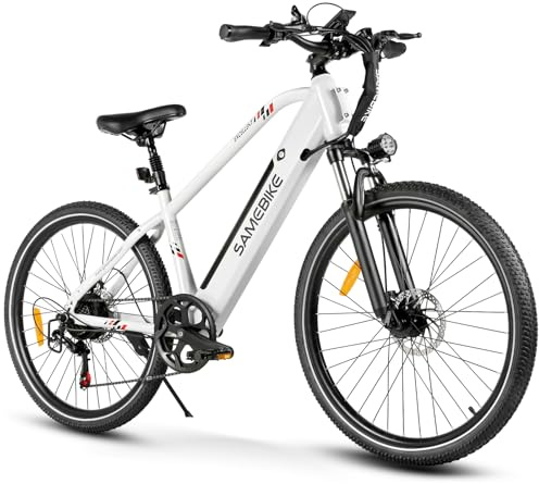 SAMEBIKE E Bike Elektrofahrrad E-Bike 27.5Zoll 36V15Ah Abnehmbarer Akku,Max.Reichweite bis zu 55-80km City EBike Herren Damen Off-Road Mountainbike (a01 Men, White)