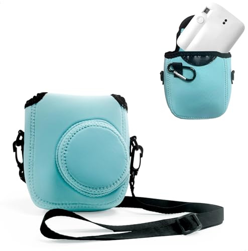 gexuamz Sacoche Appareil Photo Instantané, Pochette Camera Bag Mini 12, Housse/Sac Compact Anti-poussière avec Bandoulière Réglable et Boucle de Randonnée pour Le Transport et Les Voyages