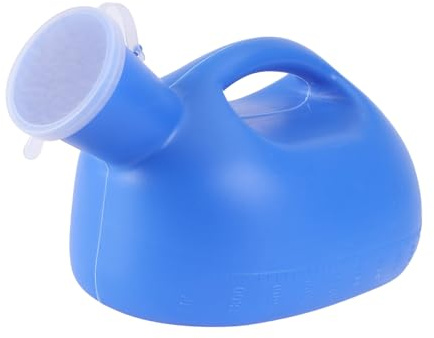 BAZEITFLOW Tragbare Urinflasche für Männer Pe mit Deckel Ergonomischer Griff Stabiler Standfuß Outdoor Nottoilette für Reisen und Krankenhaus Zufällige Farbe