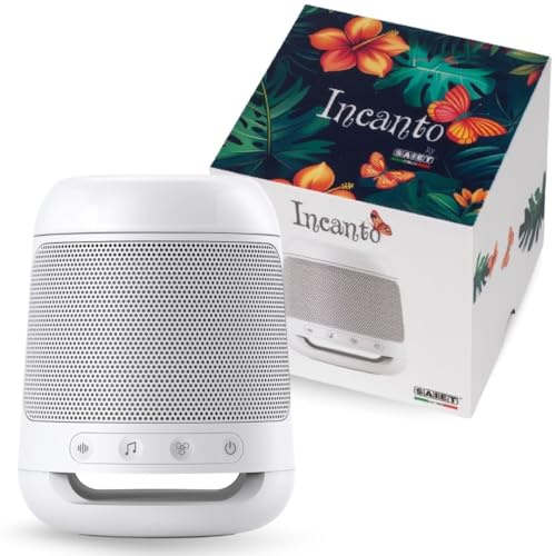 Macchina Rumore Bianco 28 Suoni della Natura e Musica per Dormire, SAIET | Diffusore Melodie Rilassanti INCANTO con Luci LED e Timer Automatico, Leggero e Portatile, Ideale per Neonati, Yoga e Relax