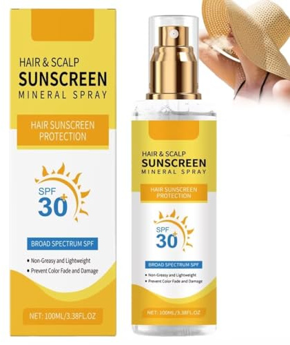 Spill De Crème Solaire Du Cuir Chevelu,Brume De Protection Solaire Cheveux,SPF 30 Bouclier UV,Non Grasse,Compacte Et Prêt Pour Le Voyage,Brume Solaire 100 Ml, Scalp SPF,Idéal Pour Les Sports (1)
