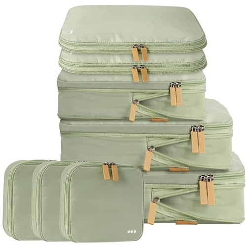 DAYGOS 8 Set Compression Packing Cubes for Suitcases, Waterproof Travel Compression Organisers Bags for Backpack Luggage, Tear-resistant Travel Cube for Holiday Accessories & Essentials