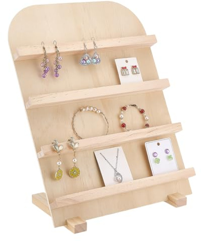 PH PandaHall Espositore per Gioielli In Legno A 4 Livelli Torri Espositore per Carte di Orecchini Porta per Bracciali Supporto Porta per Fiere Artigianali per La Vendita Al Dettaglio di Gioielli
