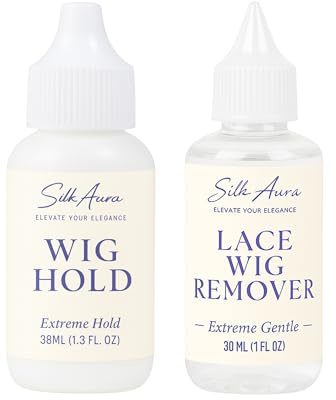 Silk Aura Perückenkleber & Kleberentferner Set, Wig Glue & Remover Kit, Starker Halt Unsichtbarer Wasserfester Kleber für Echthaarperücke, Schneller Entferner Bondinglöser, 2 Stk. (38ml+30ml)