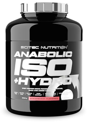 Scitec Nutrition Anabolic Iso+Hydro – Vassleproteinblandning – med kreatin, maca och aminosyror – ZMB6-komplex för upprätthållande av testosteronnivåer, 2000 g, Jordgubbe