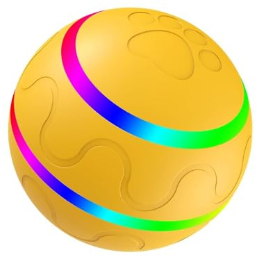 Goldstern tech Interaktiver Hundeball mit LED, hüpfend & blinkend, 2 Modi für drinnen & draußen, aufladbar, Ø 80 mm, bunt, mit/ohne Fernbedienung (Gelb, ohne Fernbedienung)