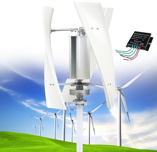 Kit generatore Verticale per turbina eolica da 12000 W, 12 V/24 V/48 V, Albero di levitazione Magnetica elicoidale a 3 Pale Verticale con Controller MPPT, Adatto per Uso Domestico