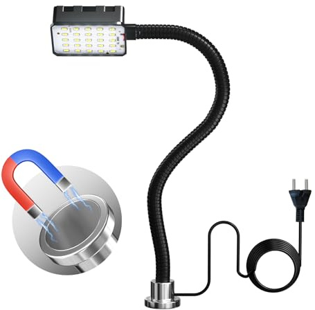 Lamptobe 10W Led Magnetische Arbeitsleuchte,6000K 450LM Flexibles Schwanenhals Licht mit Magnetfuß für Drehmaschine Cnc-Fräsbohrmaschine Nähmaschine Industrielle Beleuchtung Werkzeug Maschinenleuchte