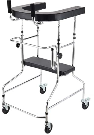 Faltbarer Rollator, Gehgestell mit Rädern, aufrecht gepolstertem Sitz und Armlehne, kompakt zusammenklappbar, verstellbar