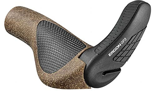 Ergon – GP3 Fahrradgriff | Ergonomisch mit Bar-End | Trekking, Touring, MTB | Regular | Small | Biokork