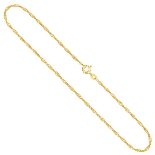 EDELIND Goldkette Damen 585 Gold Dünne 1,8 mm Kette Echtgold Singapurkette Gelbgold Halskette Länge 50 cm mit Schmuck Geschenk Box Made in Germany