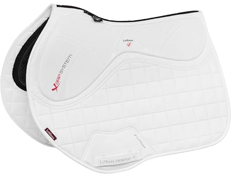 LeMieux Show Jumping X-Grip Twin Sided EuroJump Square Saddle Pad - Saddle Pads for Horses - Equestrian Riding Equipment and Accessories - (White - Large)
