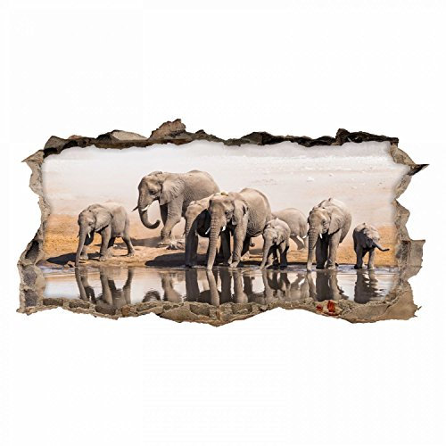 nikima - 098 Wandtattoo Elefanten Familie- Loch in der Wand - in 6 Größen - wunderschöne Kinderzimmer Sticker und Aufkleber Bezaubernde Wanddeko Wandbild Junge Mädchen Größe 2000 x 1000 mm