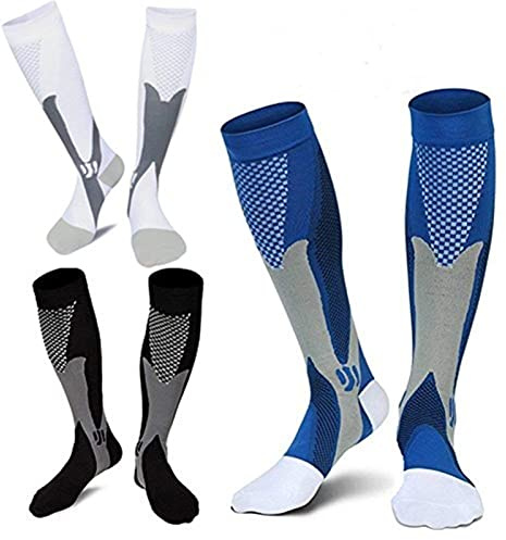 3 Paia Calze a Compressione Graduata Donna e Uomo per Sport, Viaggi, Aereo, Gravidanza, Gambaletti per Circolazione, Sollievo Anti Gonfiore, Gravidanze, Infermiere