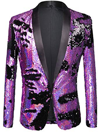 PYJTRL Veste de Costume élégante à Paillettes pour Homme - Deux Couleurs