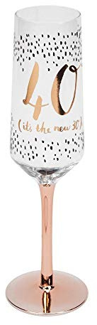 Widdop and Co Hotchpotch Luxury Champagne Prosecco Flute Glass Rose Gold Stem 40th Birthday