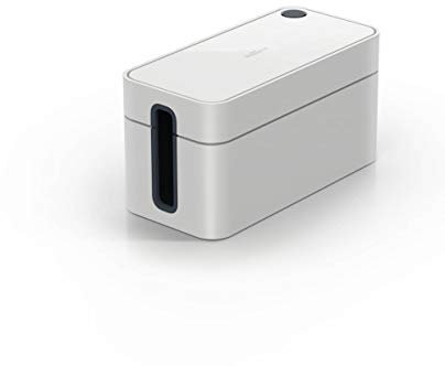 Durable CAVOLINE Cable Management Box S | Safely Store Power Blocks and Cables | Premium Flame Retardant Plastic | Small Box in Grey