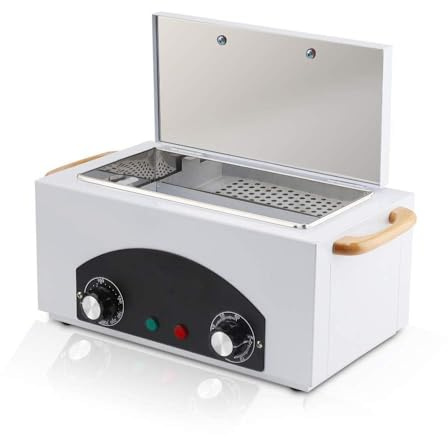 High Temperature Metal Tool Cleaning Box Dry Heat Sterilizer with Timer Manicure Pedicure SPA Salon Barber Equipment for Dentist Clinic Lab Sundry Beauty Hair Cut Nail Metal Tools (UK Plug)