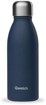 QWETCH – Bouteille One Inox Ultra Légère - Bleu Marine 500ml – Gourde Simple Paroi – Etanche, Sans BPA & Réutilisable – Gourde inox du quotidien, non isotherme