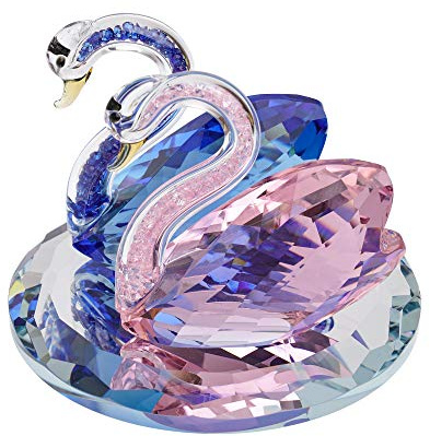 London Boutique Kristallglas in Schwanenform, Blau/Rosa, Geschenk für Paare, Jahrestage, in weißer Geschenkbox